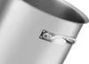 Close-up of a metal handle attached to the side of a silver pot or kettle. Produktbild-Vorschau