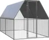 A large outdoor chicken coop with a gray metal frame and a silver roof. Anteprima dell’immagine prodotto