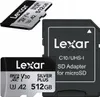 A Lexar microSD card and an SD adapter are displayed against a white background. Podgląd zdjęcia produktu
