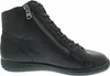 A side view of a black leather high-top sneaker with a zipper and laces. Anteprima dell’immagine prodotto