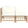 vidaXL 2-tlg. Garten-Lounge-Set mit Cremeweißen Kissen Produktbild-Vorschau 4
