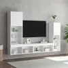 vidaXL 4-tlg. Wohnwand mit LED-Beleuchtung Weiß Produktbild-Vorschau 4