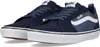 A pair of navy blue Vans sneakers with white accents and soles, shown from a slightly elevated side angle against a white background. Produktbild-Vorschau