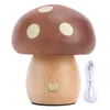 Stolná lampa Mushroom LED – drevo, teplé svetlo, plynule Náhľad obrázku produktu 1