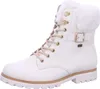 A white women's boot with beige laces and gold accents. Produktbild-Vorschau
