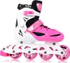 A single pink and white inline skate is shown against a white background. Náhľad obrázku produktu