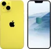 A yellow iPhone 14 is shown from the back and front. Produktbild-Vorschau