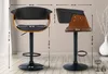2er Set Barhocker HLO-CP300 Kunstleder  walnuss/schwarz Produktbild-Vorschau 2