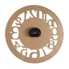 The back of a wooden clock with a clock mechanism attached. Voir les images du produit