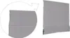 A gray Roman blind is shown against a white background, with a close-up inset of the top edge. Produktbild-Vorschau