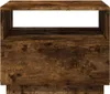 A close-up view of a wooden side table with an open shelf. Produktbild-Vorschau