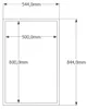 A diagram showing the dimensions of a rectangular object, likely a mirror or frame, with measurements indicated in millimeters. Produktbild-Vorschau