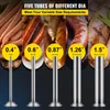 A collage showing different sizes of sausage tubes with measurements indicated. Podgląd zdjęcia produktu