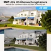 A split image showing a white house with a swimming pool in the foreground. The top half shows a clear, high-resolution view, while the bottom half shows a lower-resolution view. Produktbild-Vorschau
