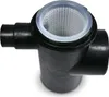 A black plastic pool filter basket with a white rim and a mesh filter inside, set against a white background. Produktbild-Vorschau
