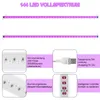 Two LED light bars with purple lights, shown with close-up details of the LEDs, USB connector, and controller. Produktbild-Vorschau