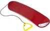 A red children's snowboard with a yellow handle and rope is shown against a white background. Anteprima dell’immagine prodotto