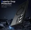 A black phone case is shown on a dark, rocky surface, with a blue glow emanating from the bottom edge of the case. Produktbild-Vorschau