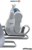 A professional studio shot of a heavy-duty steam ironing press with an adjustable stand, set against a white background. Produktbild-Vorschau