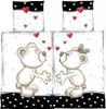 Bettwäsche 135x200 cm Bärchen Partnerbettwäsche weiß rot Produktbild-Vorschau 1
