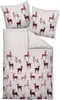 A set of bedding with a deer pattern, including a duvet cover and pillowcases, laid out flat. Produktbild-Vorschau