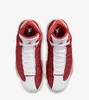 A top-down view of a pair of red and white Nike Air Jordan 13 Retro sneakers. Produktbild-Vorschau