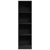 A tall, narrow black bookshelf with four shelves against a white background. Podgląd zdjęcia produktu