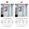Two side-by-side diagrams illustrating recommended dimensions for sliding doors, with accompanying tables in German and French. Produktbild-Vorschau