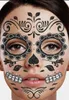 Halloween Gesichts-Tattoo "Skelett" | Schwarz Glitzer Produktbild-Vorschau 1