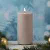 LED Stumpenkerze MIA - Echtwachs - realistische 3D Flamme - H: 20cm - D: 10cm - altrosa Produktbild-Vorschau