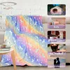A collage of images showing a unicorn-themed blanket in various settings, including outdoors, on a sofa, in a bedroom, and with a pet. Anteprima dell’immagine prodotto