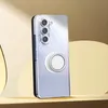 A clear phone case with a ring holder attached to the back, displayed on a shelf. Produktbild-Vorschau