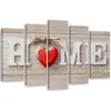 Tableau en toile 5 pièces avec inscription « home » et cœur Voir les images du produit 1
