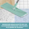A mop head with a green plastic frame is shown on a collage of different floor types, with text overlay. Anteprima dell’immagine prodotto