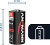 A product shot of a single battery with dimensions indicated. Náhled obrázku produktu