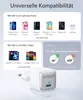 A white Anker charger is shown with marketing graphics illustrating its universal compatibility with various devices. Anteprima dell’immagine prodotto