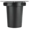 A close-up, studio shot of a single black outdoor floor spotlight with a silver metal top. Náhled obrázku produktu