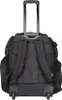 The back view of a black rolling backpack with yellow accents. Náhľad obrázku produktu