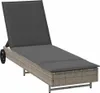 vidaXL Sonnenliege mit Rollen und Auflage Grau Poly Rattan Produktbild-Vorschau 1