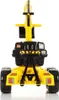 A rear view of a yellow and black toy excavator. Podgląd zdjęcia produktu