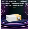A mini projector is displayed on a futuristic stage with glowing rings. Produktbild-Vorschau