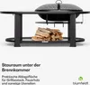A fire pit with a table and storage for firewood. Produktbild-Vorschau