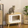PawHut Katzenhaus, Katzenhütte im TV Design mit Spielball, Produktbild-Vorschau 2