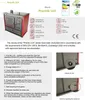 A product information sheet for a wood-burning stove, featuring a product image, technical specifications, and feature descriptions. Voir les images du produit