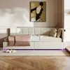 Beiges Einzelbett 90x200cm aus Samt mit Schwebeeffekt, Produktbild-Vorschau 8