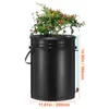 A black hydroponic bucket system with a plant growing inside, featuring measurement indicators. Náhľad obrázku produktu