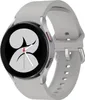 A close-up, studio shot of a smartwatch with a light gray silicone strap. Produktbild-Vorschau