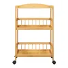 A three-tiered bamboo serving cart with wheels, shown against a white background. Voir les images du produit