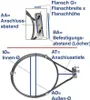 Diagram showing measurements and labels for a heating element. Produktbild-Vorschau