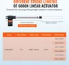 Diagram and specification table for a linear actuator. Náhled obrázku produktu